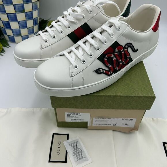 Men’s Gucci, ace embroidered leather sneakers, size 13 made in Italy - Picture 8 of 9